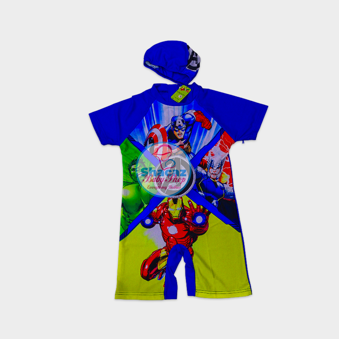 Marvel Avengers Kids' One-Piece Swimsuit with Hood