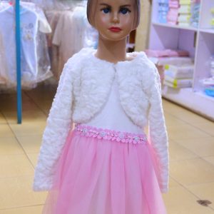 Tulle Dress with White Faux Fur Jacket – Elegant Winter Outfit for Girls