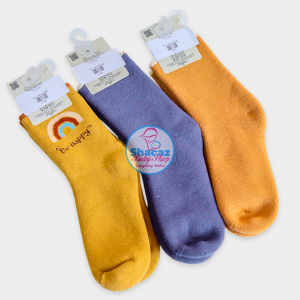 Be Happy" Rainbow & Solid Color Baby Sock.