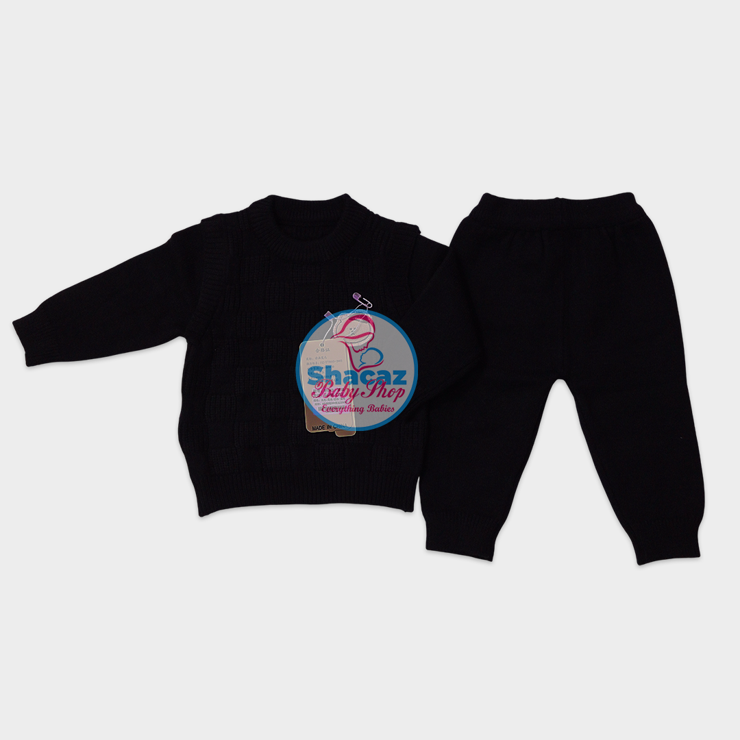 Unisex Heavy Knitted Baby Sweater and Trouser Set.