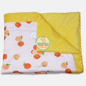Minky Dot Peach Print Baby Blanket.
