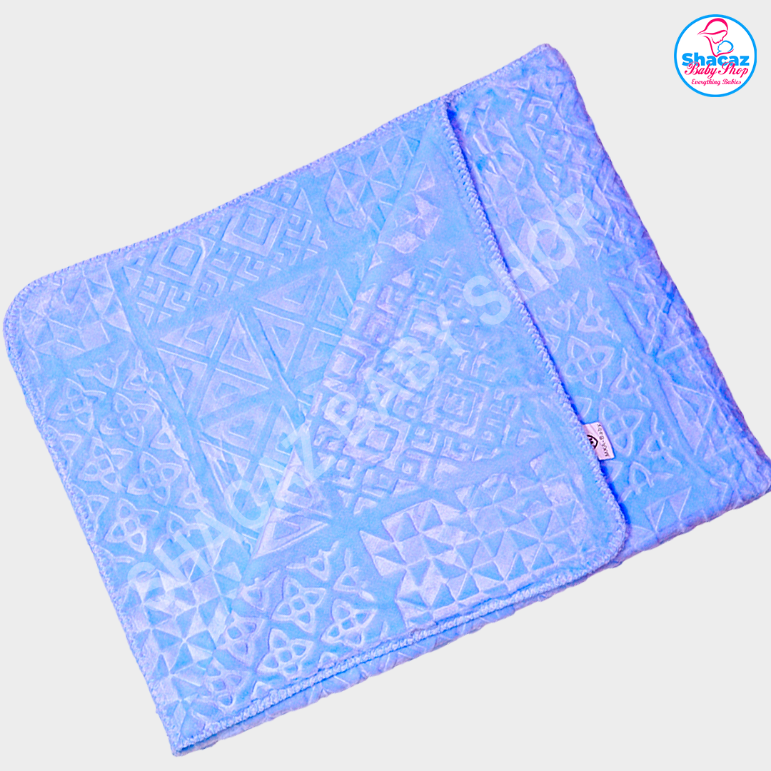Premium Blue Geometric Embossed Baby Blanket - Image 6