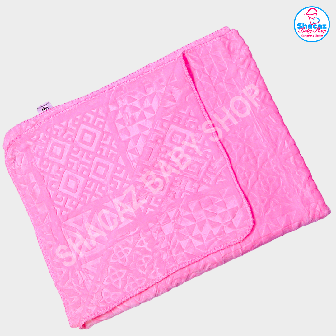 Premium Blue Geometric Embossed Baby Blanket - Image 2