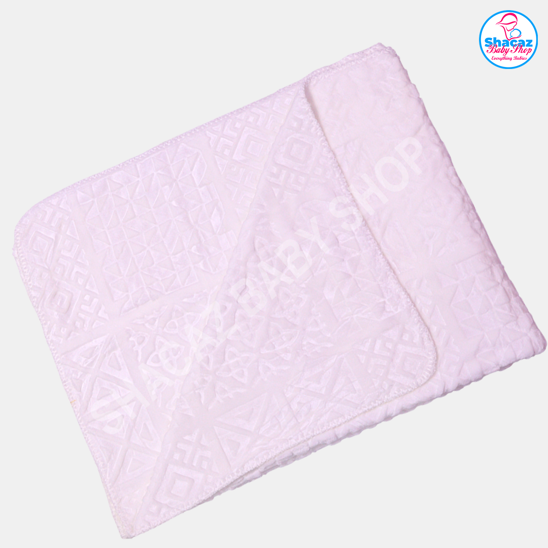 Premium Blue Geometric Embossed Baby Blanket - Image 3