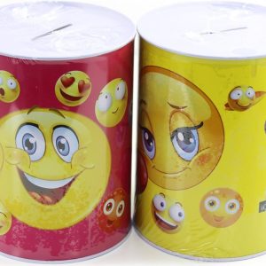 Assorted Smiley Emoji Tin Coin Box – Fun Novelty Money Tin & Piggy Bank for Kids
